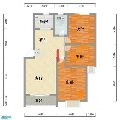 入户门正对阳台