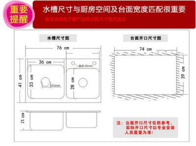 厨房淘菜盆与开孔的尺寸