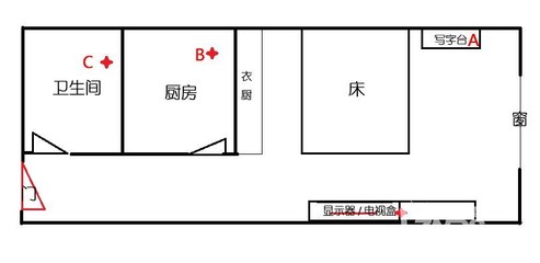 通过厨房到卫生间