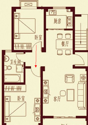 厕所门对厨房