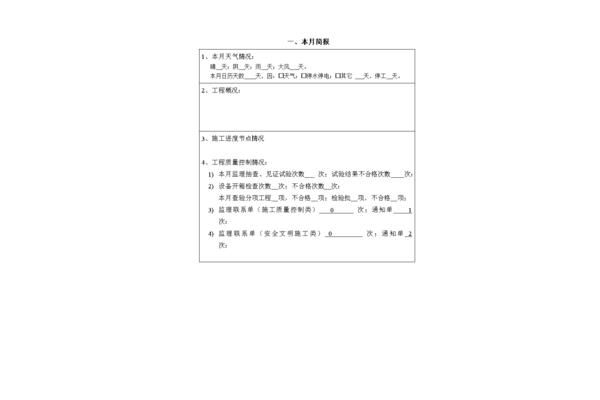 施工月报模板